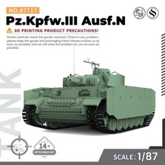 SSMODEL SS87717 1/87 HO Scale Railway Military Model Kit Pz.Kpfw.III Ausf.N