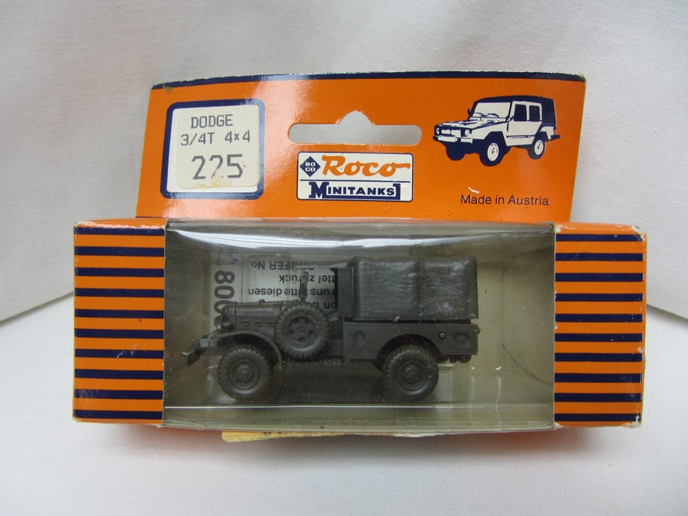 ROCO MINITANKS DBGM #225 US Army WWII Dodge 3/4 ton 4×4 Truck WC52 1/87 Scale