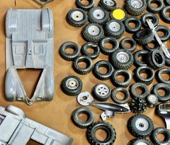 VINTAGE JUNKYARD LOT MODEL CAR TIRES WHEELS RAT ROD CAR PARTS PROJECT REPAIR