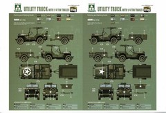 Takom 2126 1/35 U.S.1/4 Ton Utility Truck w/ 1/4 Ton Utility Trailer decals only