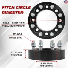8×6.5 Wheel Spacers for 2013-2023 Ram 2500, 2012-2018 Ram 3500 with 14×1.5