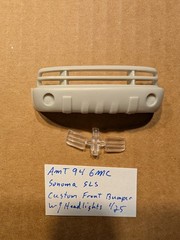 AMT 94 GMC SONOMA SLS CUSTOM FRONT BUMPER WITH HEADLIGHTS NEW! 1/25