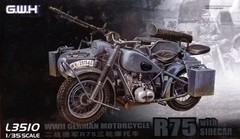 Great Wall Hobby 1/35 WWII German Motorcycle BMW R75 with Sidecar #L3510 📌USA