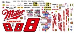 #8 Bobby Hillin jr. Miller Buick 1986 1/25th – 1/24th Scale Waterslide Decals
