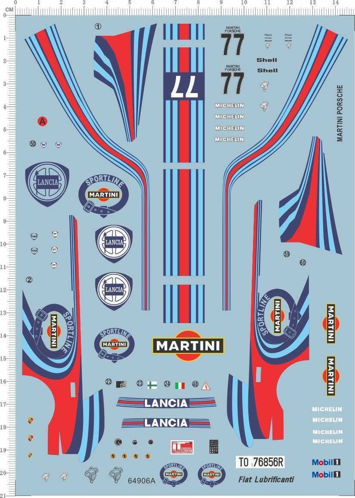 1/24 Scale prosche 997 martini Racing Car markings Mdoel Kit Water Slide Decal