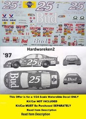 NASCAR DECAL #25 BUDWEISER 1995 MONTE CARLO KEN SHRADER 1/24 POWERSLIDE #238