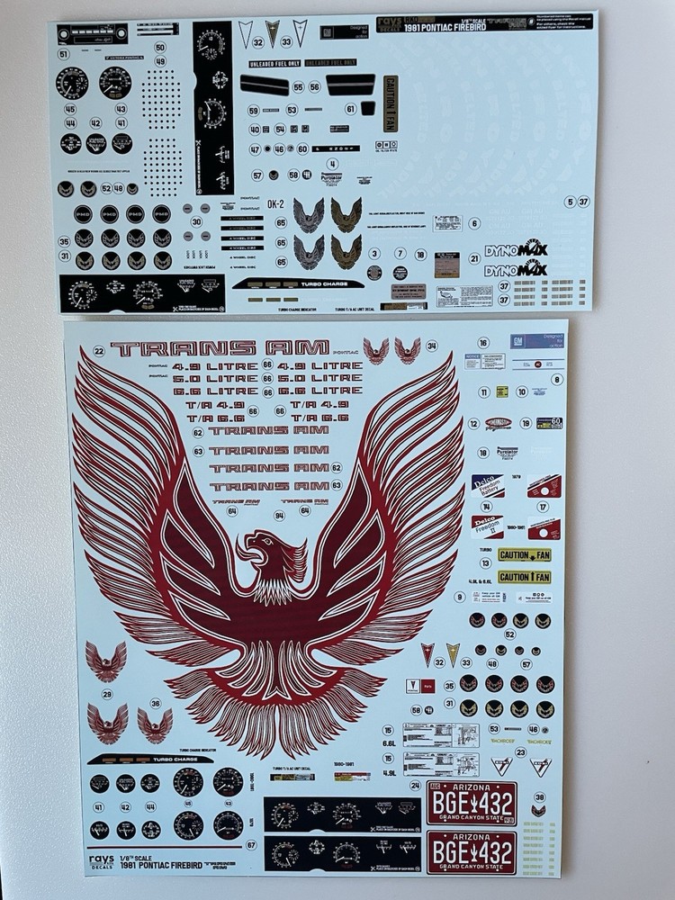 1981 Pontiac Trans Am (Red) 1/8 Scale Model Decals