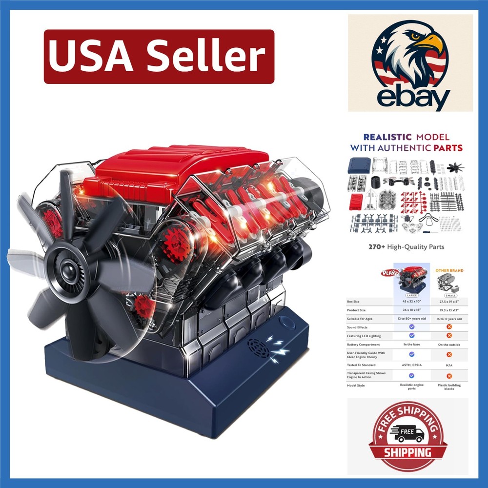 Realistic Mini V8 Engine Model Kit – Engaging STEM Activity for Teens & Adults