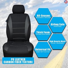 Champlus Car Seat Covers, Carbon Fibre and Durable Breathable Mesh 2 Front