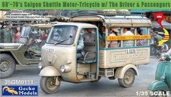 Gekko Model 1/35 Saigon Shuttle Tricycle with Driver and Passenger 1960-1970s Pl