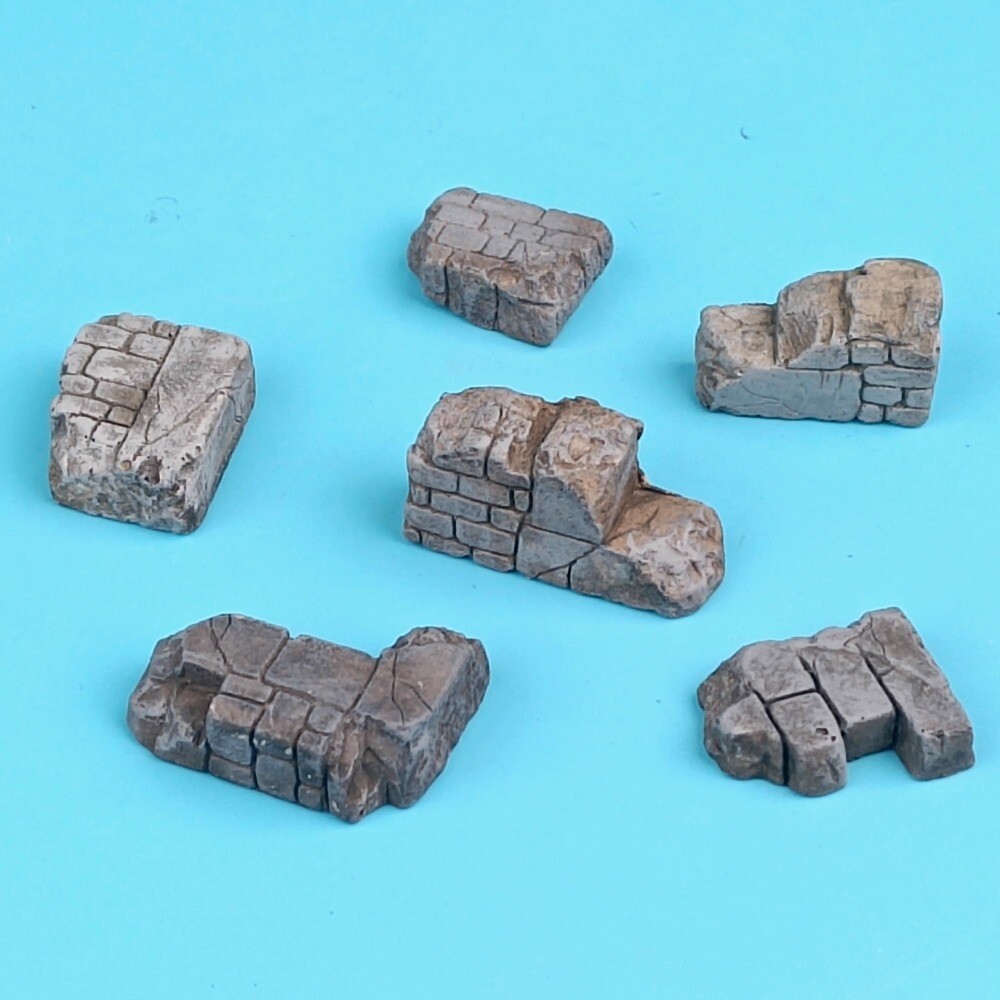 2-6cm Painted Diorama Building Ruins Rubble Brick Wall Base Scene Props Model