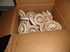 4 2 3/4 inch wooden model kit spoked wheels bulk stagecoach horse buggy vintage