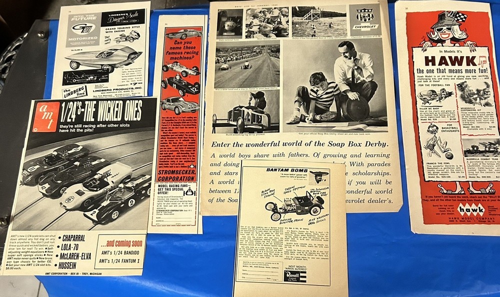Giant Ad Clean Out! Models – AMT, Lindberg, Hawk, Revell & Even Soap Box Derby!