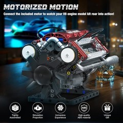 Motorized V8 Engine Building Blocks Kit – Realistic 588-Piece Model for Enthu…