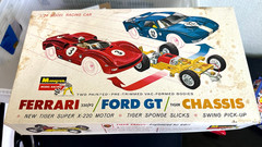 1966 MONOGRAM 1/24 FERRARI 330/P2 + FORD GT TIGER CHASSIS MODEL RACING CAR RARE!
