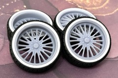Resin 22 In. “Amer. Racing Corsair” Wheels, W/One In. Whitewalls,1/24 1/25 Scale