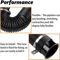 3″ Turbine Intake Pipe, Cold Air Intake Pipe 76MM Adjustable Flexible Hose Tube