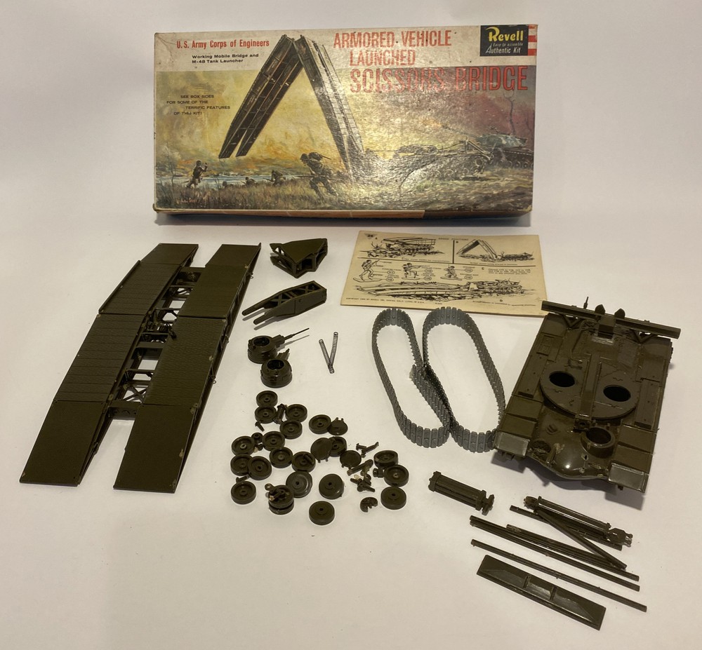 VINTAGE Revell Armored Vehicle Scissors Bridge M48 Tank Model Kit “1960”