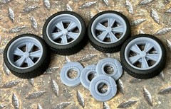 Resin 21/20 Inch “60’s Hurst” Style Model car Wheels/Tires 1/24 1/25 scale