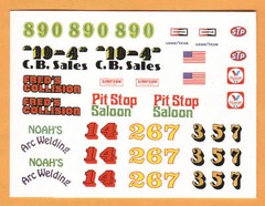 #14 Pit Stop Saloon race car DECAL SHEET
