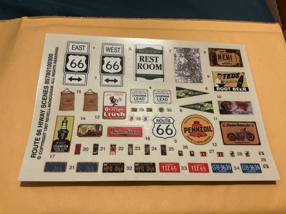 1 24 scale model parts Hi way Scene 37 Ford Decal Set Only