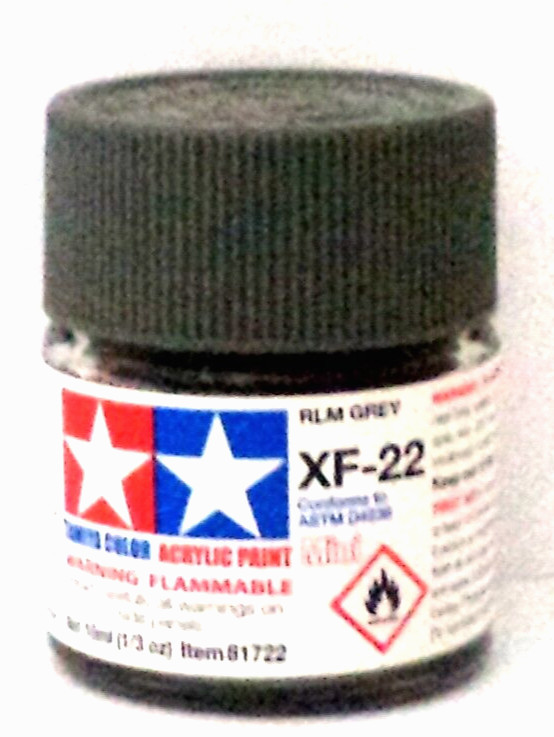Tamiya 81722 XF-22 Flat RLM Grey 1/3 oz Acrylic “Mini” Paint Bottle