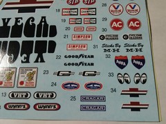 1976 Chevy Vega Funny Car 1/25 waterslide decal sheet Vegabond super sweet retro
