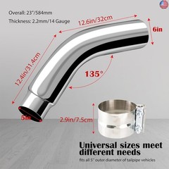 4 Inch Exhaust Elbow Tip with a Clamp, Chrome Structure,4” Inlet 6” Outlet