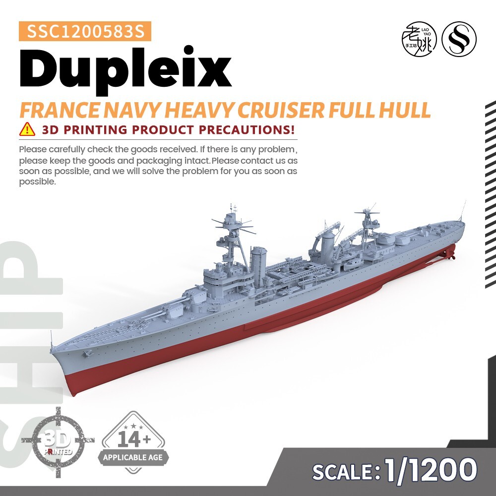 SSMODEL 1/1200 Military Model Kit France Navy Heavy cruiser Dupleix Full Hull