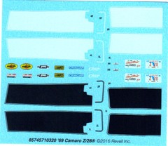 69 1969 Camaro RS Z28 SS 1/25 waterslide decal sheet white black stripes car