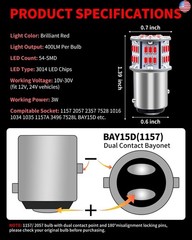 AUXLIGHT 1157 LED Bulbs 54-SMD 300% Super Bright 2057 2357 7528 1016 1034 LED