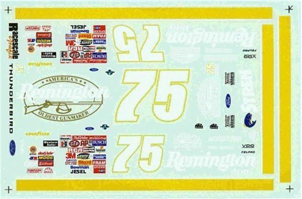 Racescale #75 Remington Thunderbird-Morgan Shepherd Nascar decal