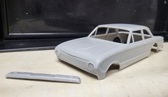 3d printed 1962 Ford Falcon Gasser stock hood model slot car body