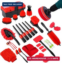 35Pcs Car Detailing Kit & Car Cleaning Kit – Windshield Tool, Long Wheel Brush &