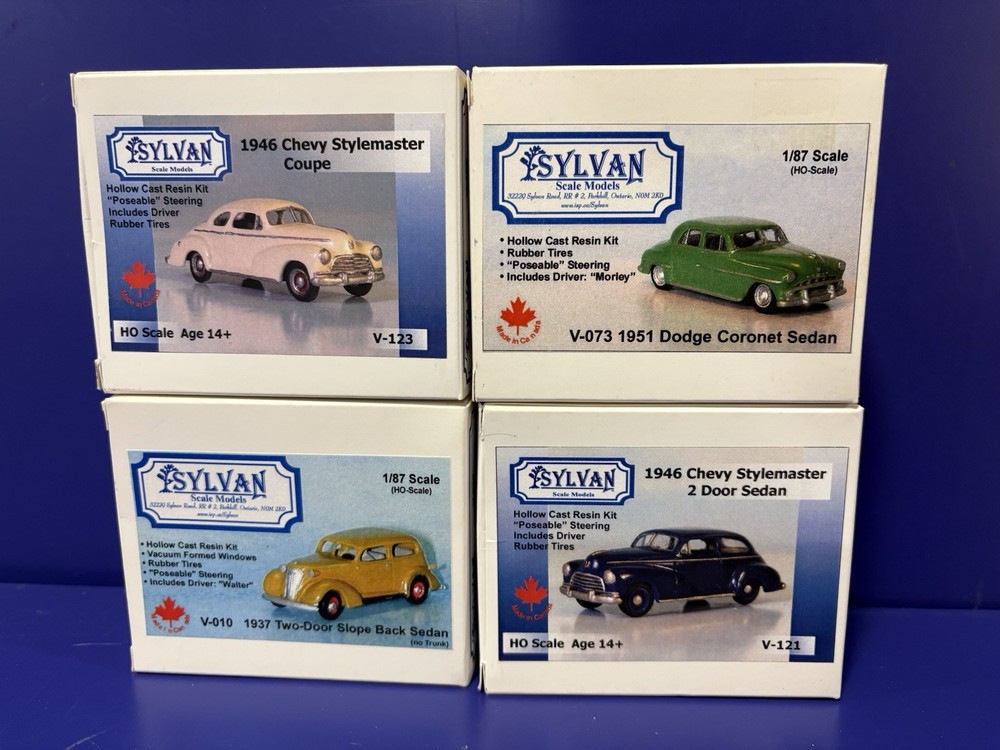 Sylvan 1:87 Vintage Auto Kits~Set of 4 – V-073, V-123, V-010, V-121 Canada NEW