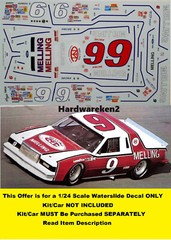NASCAR DECAL # 9 MELLING 1983 FORD THUNDERBIRD BILL ELLIOTT POWERSLIDE 1/24