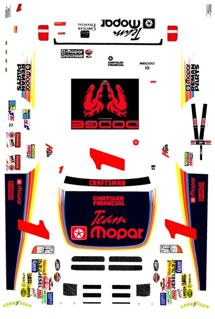 #1 Ted Musgrave Dodge Ram NASTRUK 1998 1/24th – 1/25th Scale Waterslide Decals