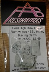FABResinworks 24823 FORD High Rise Tunnel Ram Intake w/2; 4BBL Carbs 1/25 Scale