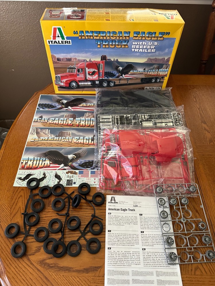 RARE Italeri American Eagle 18-Wheeler Truck 1/24 W/Reefer Trailer 3826 Complete