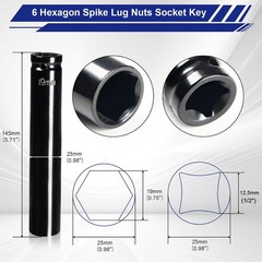 Spike Lug Nuts Socket, Durable Socket with 19mm Hex, Universal Spiked Lug Nuts 1