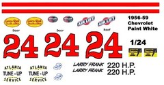 #24 Larry Franks Atlanta Tune Up 1957 1/25th – 1/24th Scale Waterslide Decals