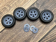 1/24 Scale: 17-inch “Cragar SS” model car wheels/tires. Resin; 3D
