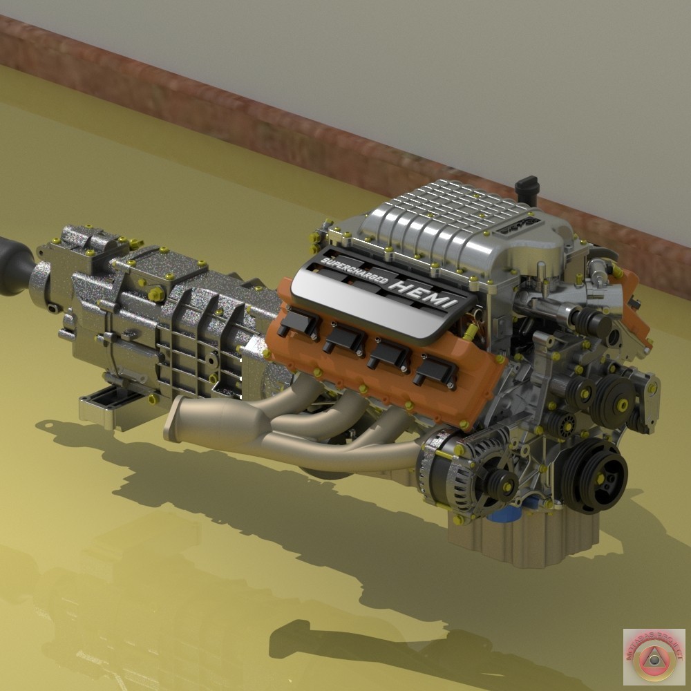 1:25-1:24 Scale Resin Dodge SRT Hellcat Engine & Transmission Kit