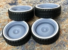 Resin 22 In. “Leadsled” Wheels & Tires, W/One In. Whitewalls,1/24 1/25 Scale
