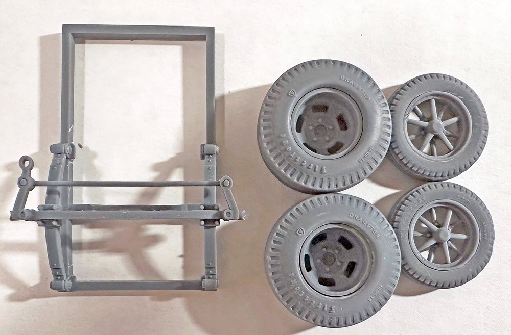 GASSER A/FX FRONT FRAME WITH OPEN HOLE STRAIGHT AXLE AND TIRES & RIMS