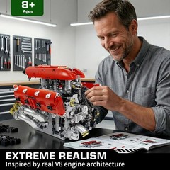 V8 Engine Model Kit Build Your Own Visible Car Motor STEM Working Model Kit