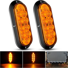 6 Inch Oval Amber LED Trailer Tail Lights 2PCS 10 Leds Waterproof Turn Signalstr