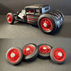 1:24 3d Standard Vintage Wire Wheels 41mm Rear/33mm Front Tires