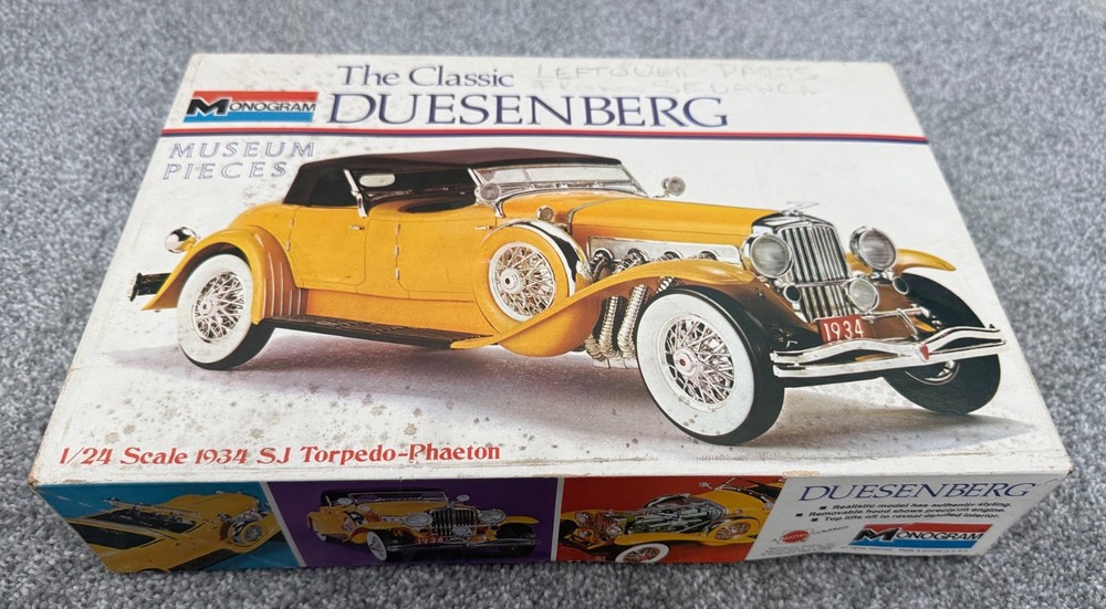 Monogram 8201 1/24 scale 1934 Duesenberg SJ Torpedo-Phaeton model kit 1972 vtg