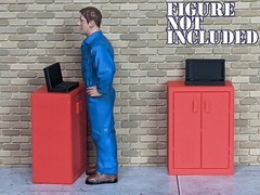 1/24 1/25 Scale Computer Stand with Laptop – For car garage diorama (set of 2)
